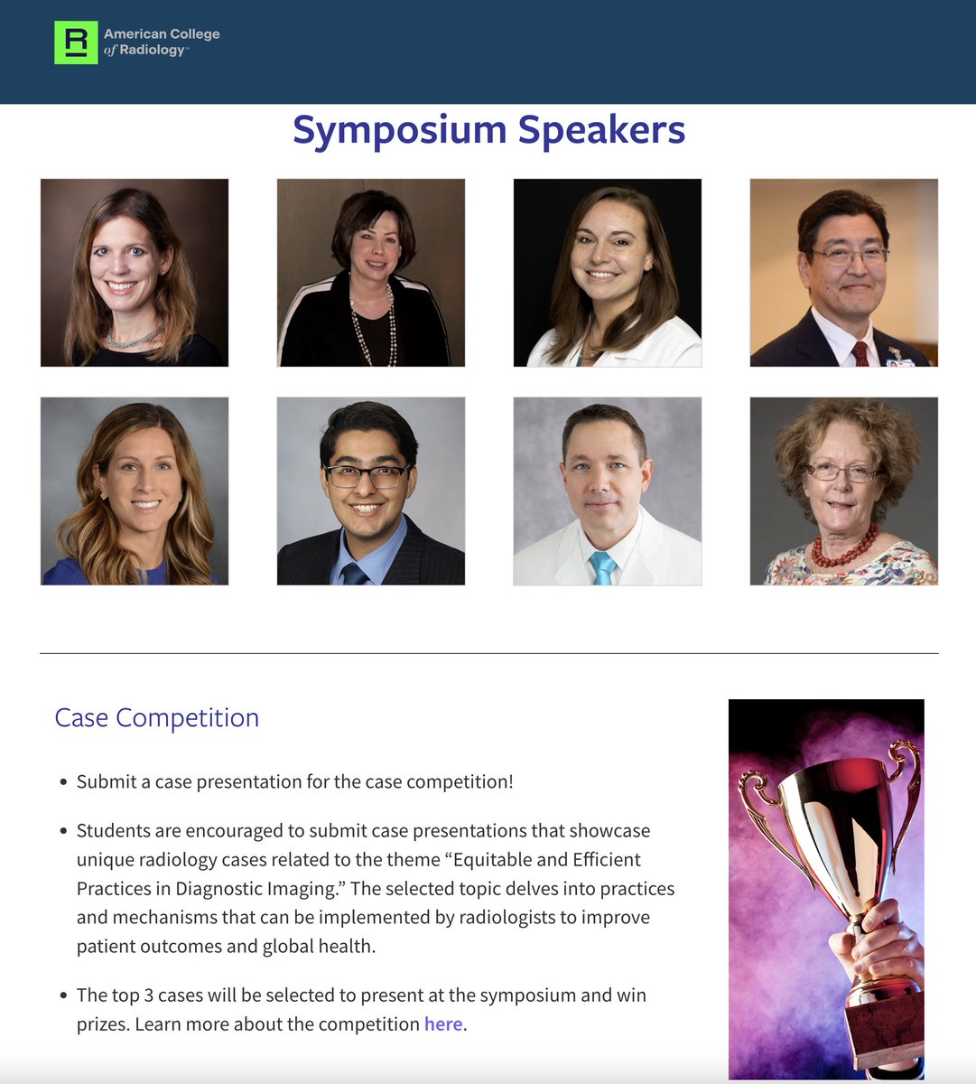 #FutureRadRes #MedStudents: Hope you can join us Jan. 27 for the virtual 2024 @RadiologyACR Medical Student Symposium! & consider submitting for the case competition🩻⬇️ Spread the word! #RadEd ***Register: pages.acr.org/Medical-Studen…