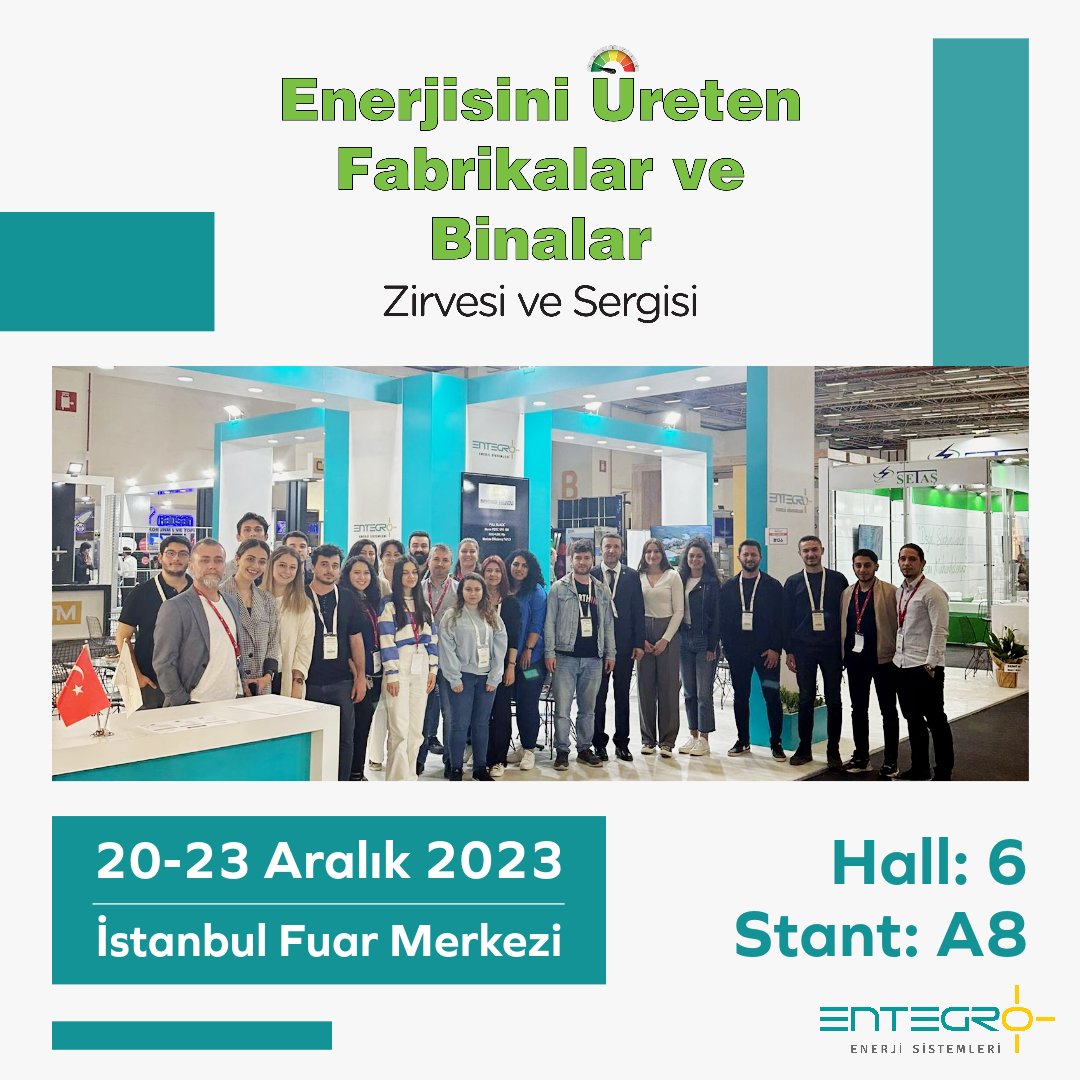 20-23 Aralık 2023 tarihlerinde İstanbul Fuar Merkezi’nde gerçekleşecek olan Enerjisini Üreten Fabrikalar Zirvesi ve Sergisi’ndeki standımıza sizleri de bekliyoruz.