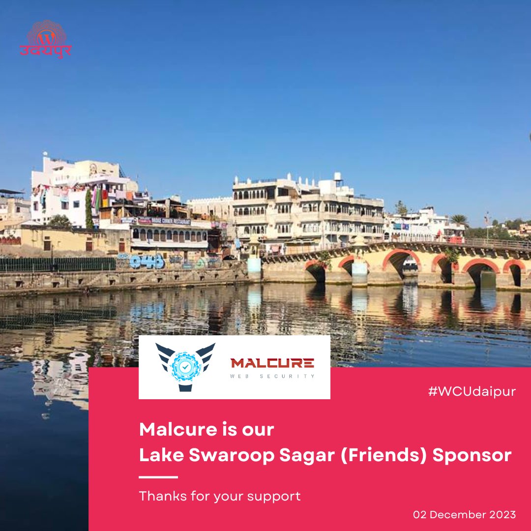 Heartfelt Thanks to Our Phenomenal Sponsor, Malcure, our Lake Swaroop Sagar (Friends) sponsor.

Your sponsorship played a pivotal role in making WordCamp a resounding success. 🚀🎉

@wcudaipur Success, Thanks to You! #WCUdaipur #sponsor #WordPress #Udaipur