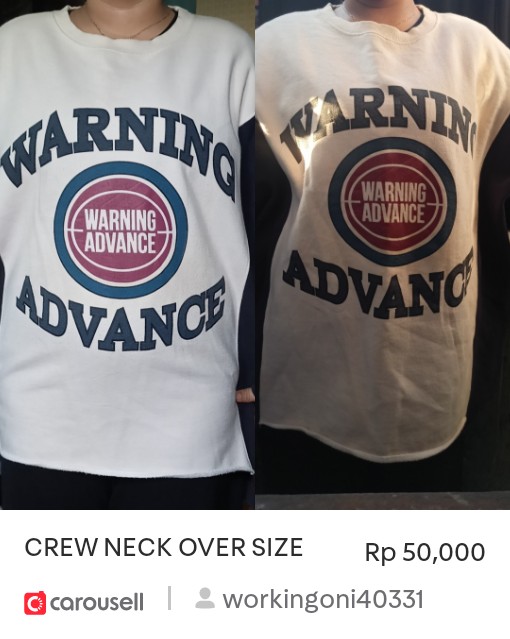fufundae's tweet image. Lihat 'CREW NECK OVER SIZE', tersedia di Rp 50,000 di #Carousell: carousell.app.link/RStZmPIyrFb

#crewneck #crewnecksecond #bajuthrift #bajusecond #secondbagus #crewneckmurah #brangsecond