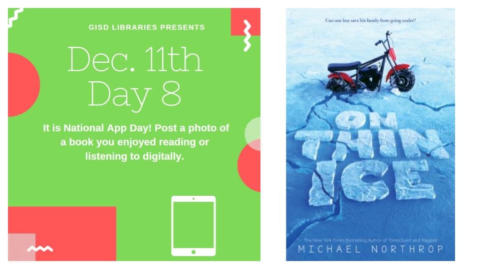 HudsonMSLibrary (@hudsonmslibrary) on Twitter photo It’s Day 8 in our 12 Days of Literacy! A book that I loved listening to was On Thin Ice by Michael Northrop. It’s about a boy going through his own physical struggles who takes on the weight of what should be his parents’ responsibilities. #GISDREADS <a href="/GISDREADS/">Jeanine Boyett</a> <a href="/GISDTLD/">Teaching & Learning Development</a> <a href="/GISDNEWS/">Garland ISD</a> It’s Day 8 in our 12 Days of Literacy! A book that I loved listening to was On Thin Ice by Michael Northrop. It’s about a boy going through his own physical struggles who takes on the weight of what should be his parents’ responsibilities. #GISDREADS <a href="/GISDREADS/">Jeanine Boyett</a> <a href="/GISDTLD/">Teaching & Learning Development</a> <a href="/GISDNEWS/">Garland ISD</a>