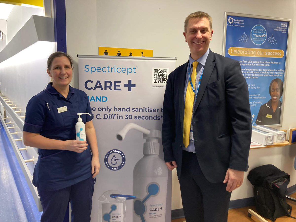 Today, we have launched Spectricept care plus hand sanitiser in NGH to reduce the risk of C.diff to our patients @NGH_IPC @hollyslyne @enviromentalist 🖐🖐🖐