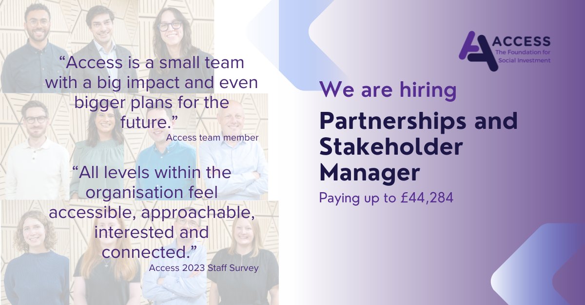 New role @si_access: Partnerships and Stakeholder Manager. Play a crucial role in building important relationships and networks that are vital to our work supporting charities and social enterprises. Apply here by 12 Jan: tinyurl.com/2k9y4txk