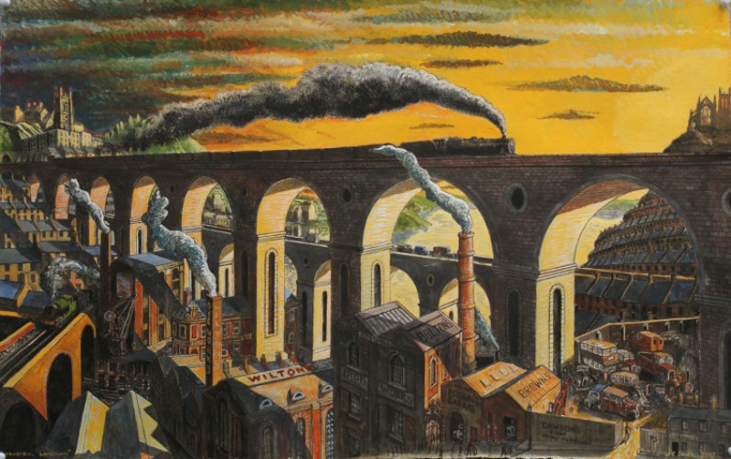 Industrial Landscape 2 (Stockport), by Bill Smith, b.1948 in Motherwell, London-based artist.