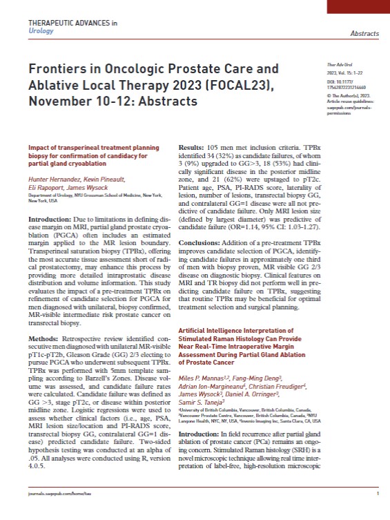 🌟We are pleased to share the published abstracts from this year's #FOCAL2023 meeting, held last month in Chicago, IL 🏙 View the full abstracts here🔓⬇ journals.sagepub.com/doi/epdf/10.11… @arvinkgeorge @AbhinavSidana @therapy_focal @SageClinMed #FocalTherapy #UroSoMe #prostatecancer