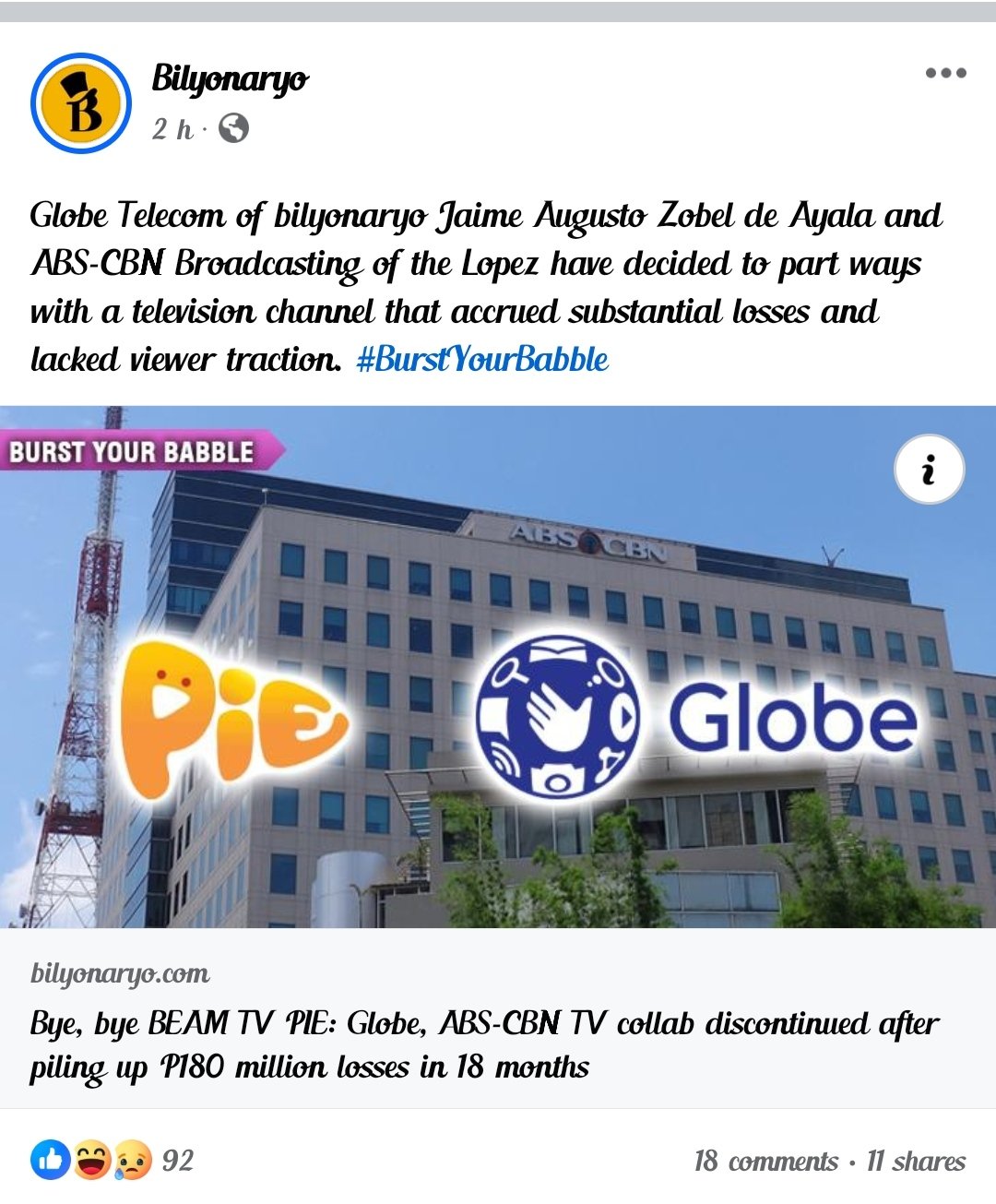 Bye, bye BEAM TV PIE: Globe, ABS-CBN TV collab discontinued after piling up  P180 million losses in 18 months