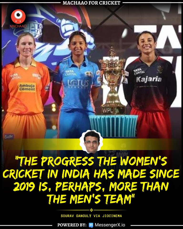 Sourav Ganguly praises remarkable progress of Indian women's cricket, stating it surpasses the men's team since 2019 🇮🇳🏏

Courtesy: JioCinema
.
.
#cricket #SouravGanguly #wpl #CricketProgress #IndianWomenCricket #SouravGangulyPraises #WomenInCricket #IndianCricket