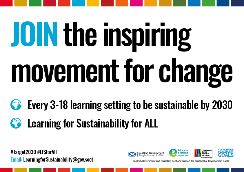 We’re joining the national call to action to achieve #Target2030 - all 3-18 learning settings to be sustainable by 2030 👏 Find out more and join the inspiring movement for change below 👇 education.gov.scot/resources/targ… #Target2030 #LfSforAll @LfSScotland @scotgov @mcsuk