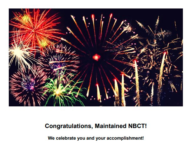 Certification Status Maintained!! 
💪🏾🎆
#NationalBoard #SchoolCounselor