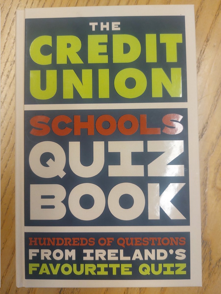 Book of the Week - The Credit Union Schools Quiz Book. Every year we love sending teams to the @CLCreditUnion quiz. This year we will have lots of fun practising with this book! Find it in the 6th class library.