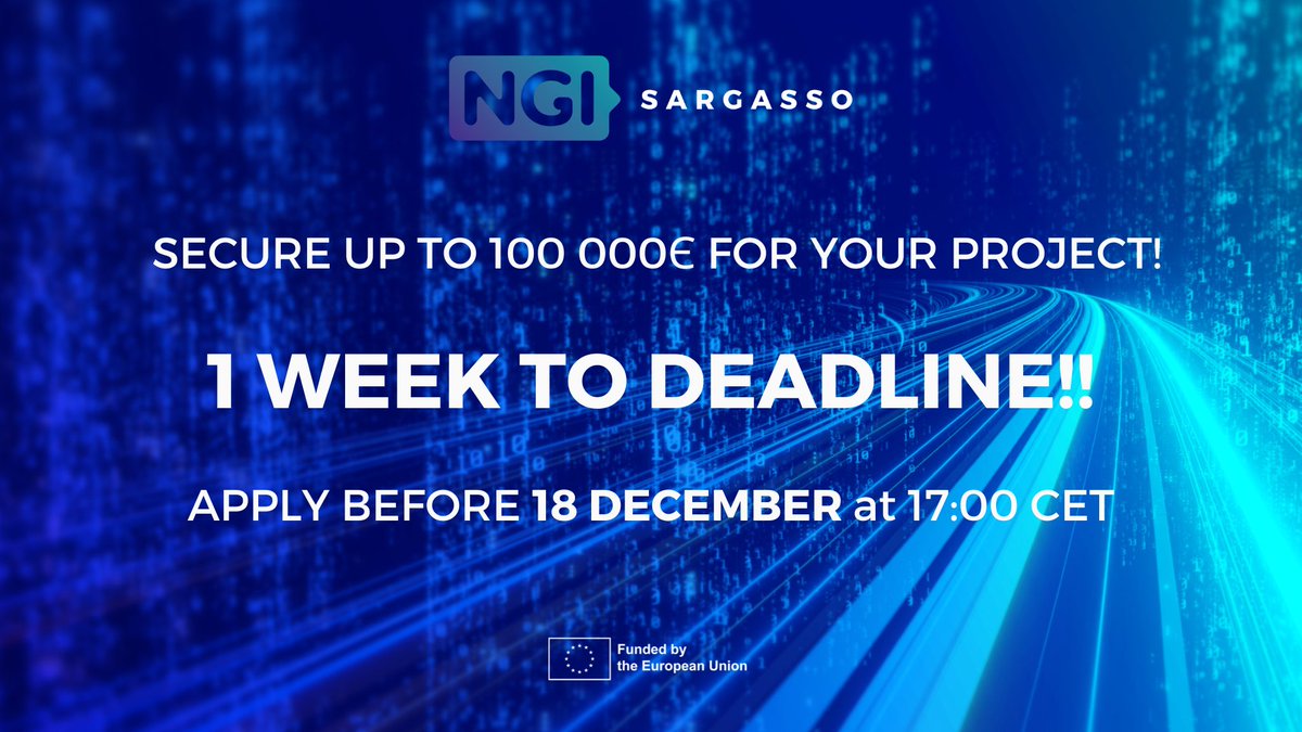 🔉⌛️Internet innovators, 1 WEEK to apply for our #opencall! 1️⃣ Register in the Brokerage System 2️⃣ Find your Transatlantic partner: EU+USA | EU+CA 3️⃣ Sign the Letter of Support with your counterpart 4️⃣ Submit your join application 📅 APPLY BEFORE 18 DEC: ow.ly/pvSj50Q86ZP