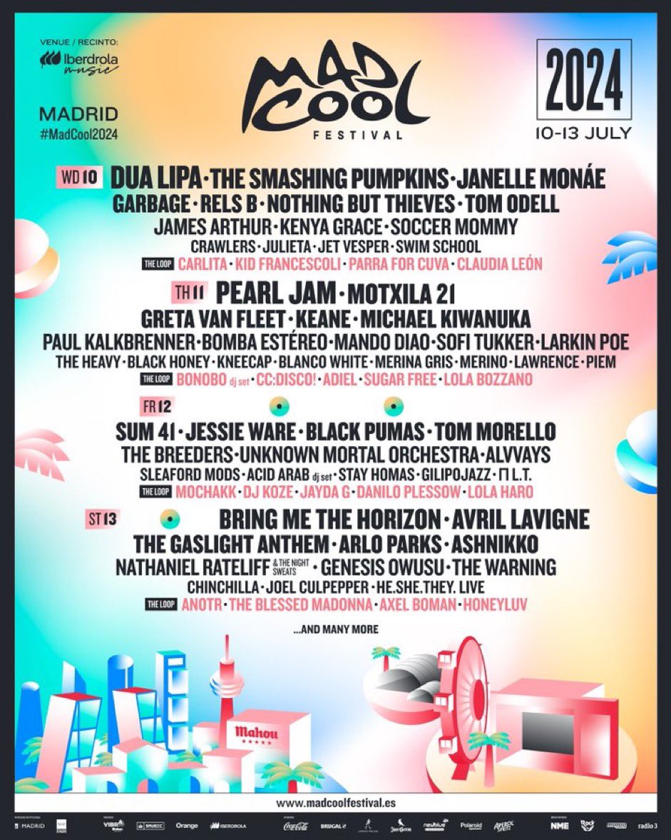 NEWS: Dua Lipa, Jessie Ware, Avril Lavigne y Janelle Monáe en el @madcoolfestival 😍 Entradas a la venta el viernes 15. #madcool2024