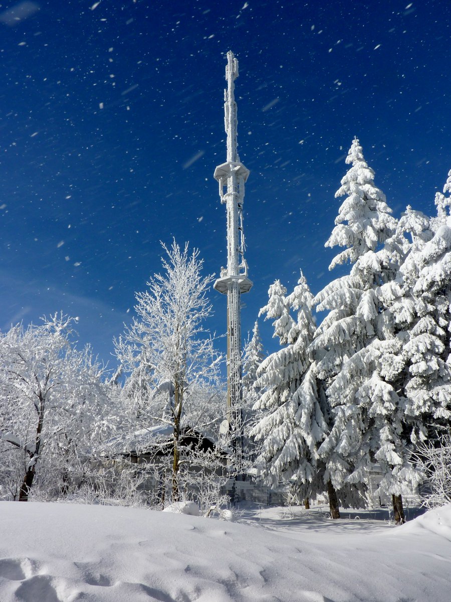 Let it go, let it gooo... 🎶❄️ Unser #Funkmast könnte doch glatt aus Disneys #Frozen entsprungen sein! ☃️ Wir im schneelosen Düsseldorf kommen auf jeden Fall ins Schwärmen. Und sagen DANKE an all die Netztechniker*innen, die bei Wind und Wetter für bestes Netz sorgen.🤍🥶🙏