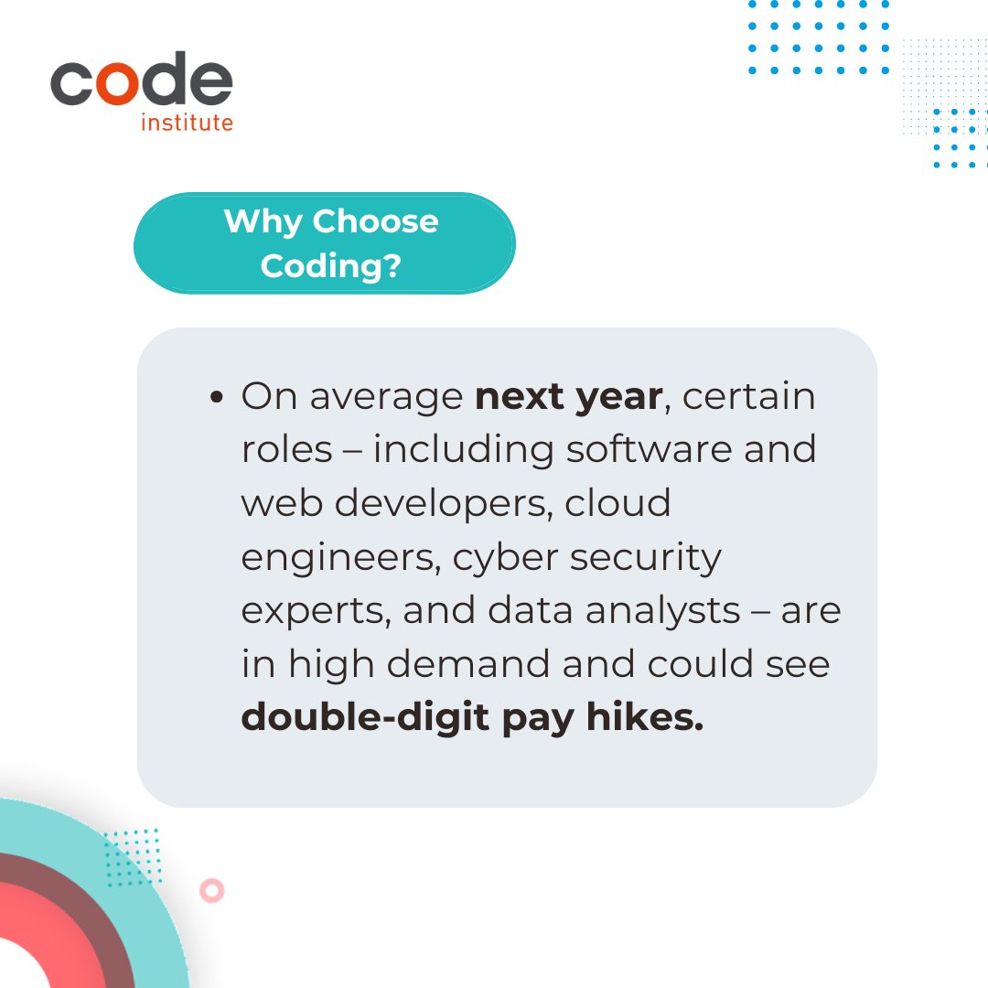 codeinstitute's tweet image. New Year, New Felxible Career 💼

According to the Irish Independent, in 2024, roles like #softwaredevelopers, #webdevelopers, #cloudengineers, #cybersecurity experts, and data analysts are in high demand, with the possibility of double-digit pay hikes. 🌐✨ 

#careerchange