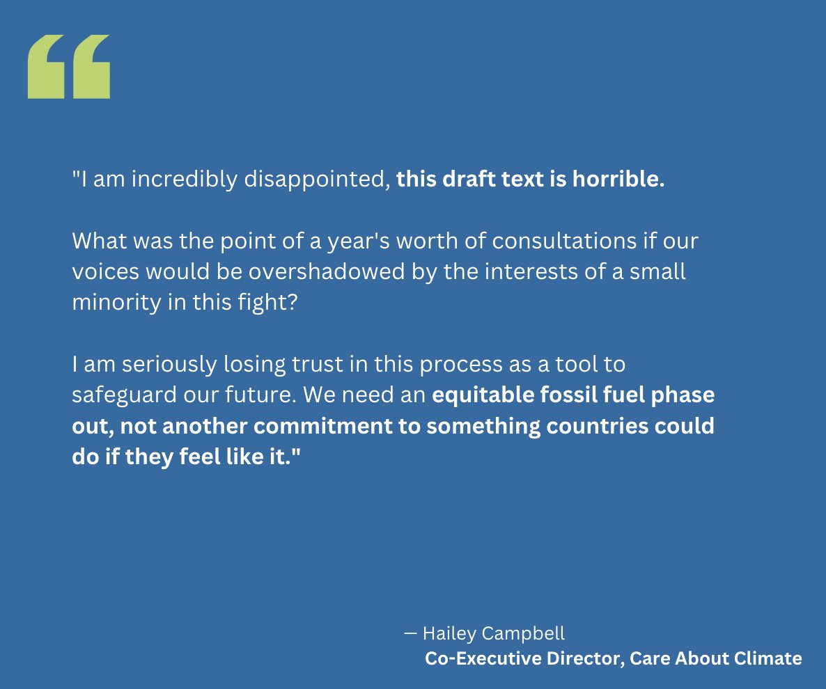 Climate Action Network International (CAN) (@canintl) on Twitter photo <a href="/ActionAid/">ActionAid</a> <a href="/1TeresaAnderson/">Teresa Anderson</a> <a href="/350/">350 dot org</a> <a href="/SieberAndreas/">Andreas Sieber</a> <a href="/careboutclimate/">Care About Climate</a> slams the new draft text, and reflects on how this moment is making her lose trust in the climate negotiations process. #COP28 <a href="/ActionAid/">ActionAid</a> <a href="/1TeresaAnderson/">Teresa Anderson</a> <a href="/350/">350 dot org</a> <a href="/SieberAndreas/">Andreas Sieber</a> <a href="/careboutclimate/">Care About Climate</a> slams the new draft text, and reflects on how this moment is making her lose trust in the climate negotiations process. #COP28