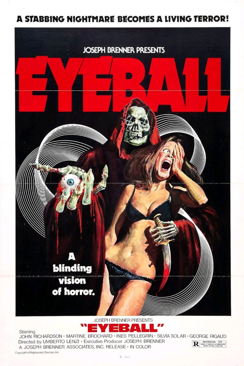 Talking taglines: ' A stabbing nightmare becomes a living terror!' #Eyeball (1975 - Dir. #UmbertoLenzi) #MartineBrochard #JohnRichardson
#Giallo