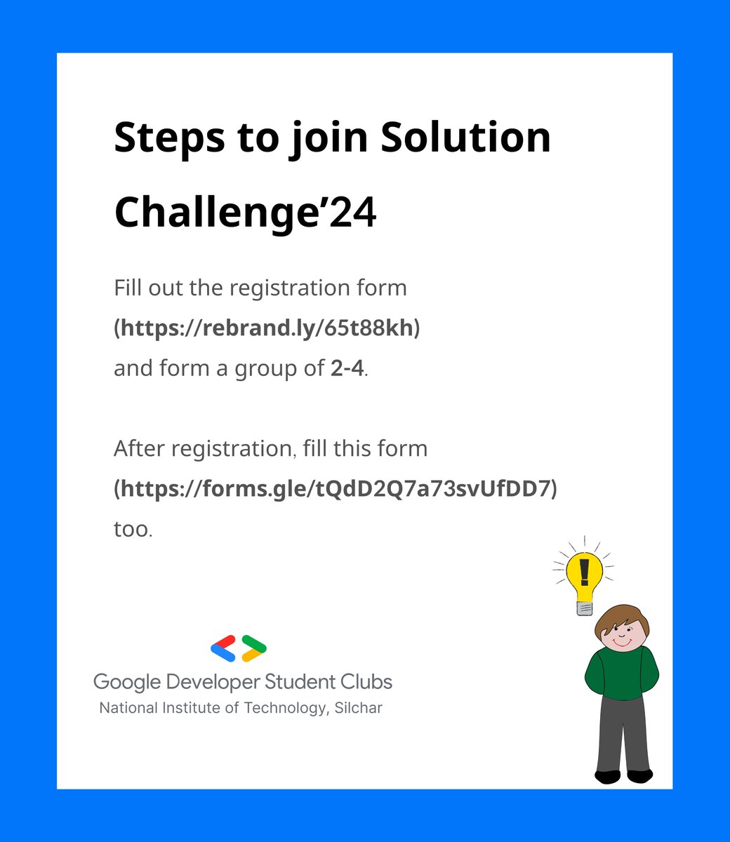 gdgcnits's tweet image. Calling all students! 🌍 Join the global Google Solution Challenge 2024 and use your creativity to tackle real-world issues with technology. Unleash your potential to create groundbreaking solutions that transform the world!
#gdsc #gdscnits #googlesolutionchallenge