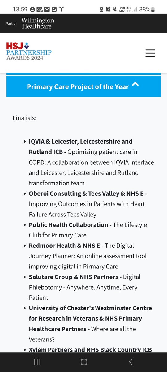 Great to see LLR's collaboration with @InterfaceCS1 and @IQVIA_UK on the shortlist for the #HSJPartnershipAwards for 2024. A fantastic project which optimised COPD care for thousands of patients 👍🫁😀