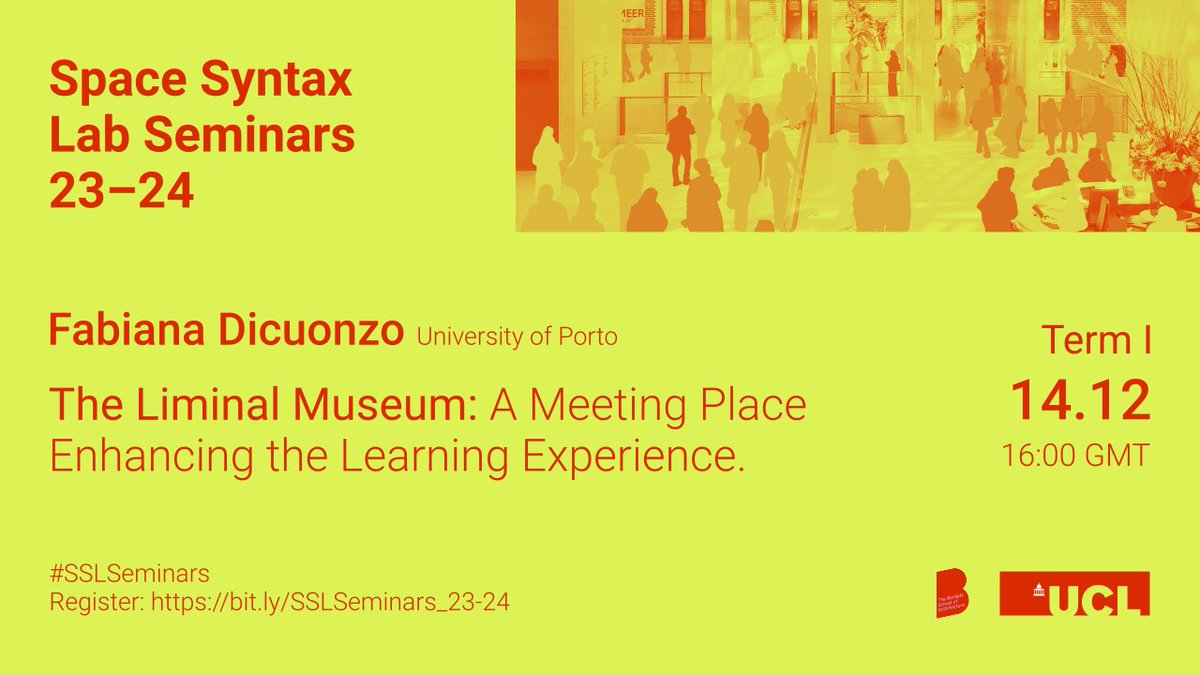 Join our next #SSLSeminars session, online on Thursday 14.12 at 4pm GMT. Fabiana Dicuonzo presents her ongoing research on the educational potential of #LiminalSpaces in #Museum #Architecture. Register at: bit.ly/SSLSeminars_23…