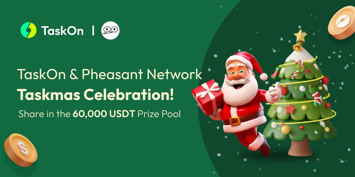 🐦Fantastic Christmas Carnival with @PheasantNetwork and @taskonxyz !🎅🎄 This campaign is a huge Christmas gift with an overall value of 60,000 $USDT 🎁 taskon.xyz/campaign/detai… The Pheasant prize pool is 1,000 $USDT, let's celebrate Christmas together! #Taskmas #EarnWithTaskOn