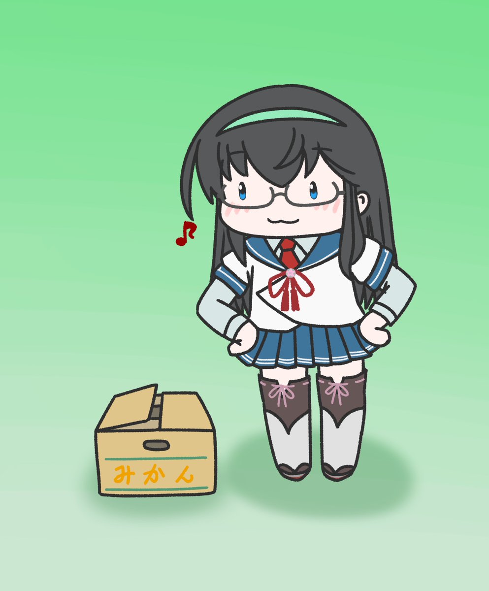 ooyodo (kancolle) 1girl solo black hair long hair glasses hairband thighhighs  illustration images