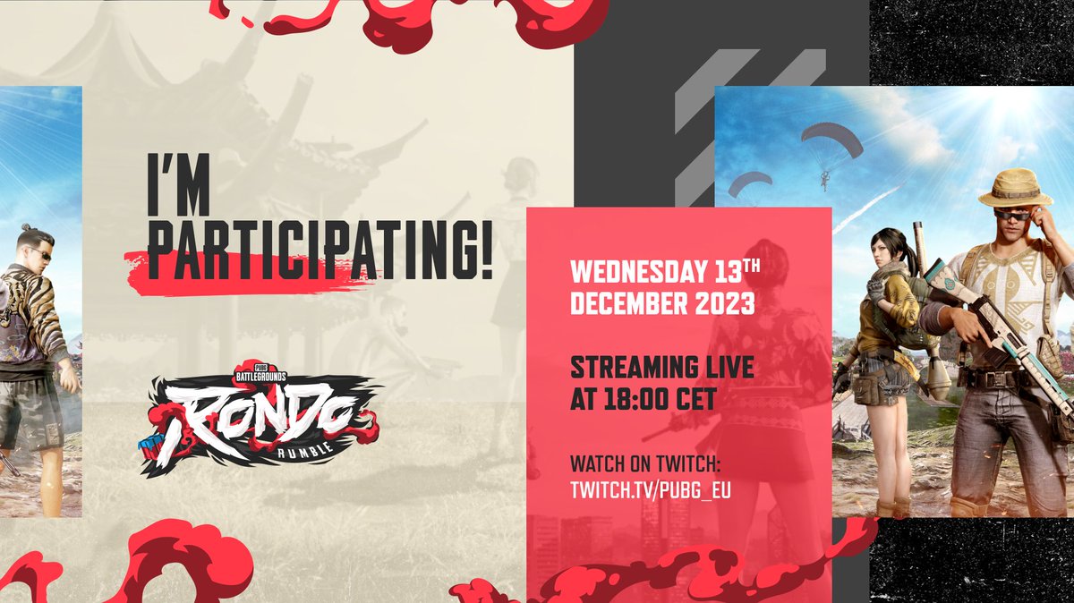 I'm gonna play duo tournament PUBG RONDO RUMBLE with <a href="/izaklive/">Piotr Skowyrski</a> on 13th of december at 18:00 CET
Come watch us and secure your special drops on my twitch channel #RondoRumble #Ad 🪂