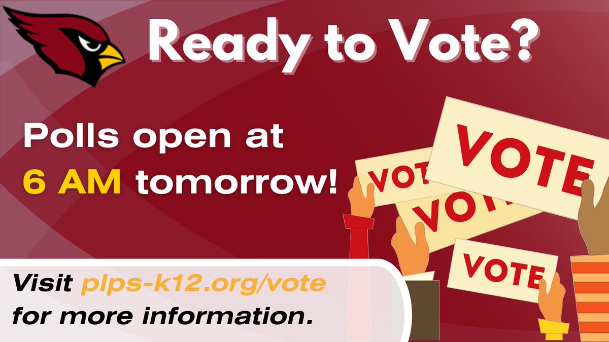 Get ready, Pompton Lakes! Polls are open tomorrow from 6 a.m. to 8 p.m.  Make your voice heard in the bond referendum on school safety upgrades. Tomorrow is also the last day to submit mail-in ballots. More voting info: plps-k12.org/vote.
