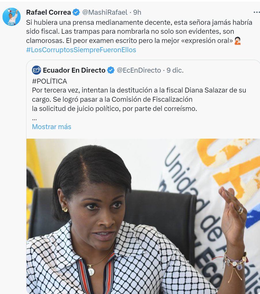 Rafa está obsesionado con su “venganza” a <a href="/DianaSalazarM2/">D Salazar</a>, su enorme ego le dice q tiene q salirse con la suya, el “juicio político” será a finales del 2024 pero durante este tiempo prepararán el camino para difamar y poner en entredicho a la Fiscal, además la posibilidad de