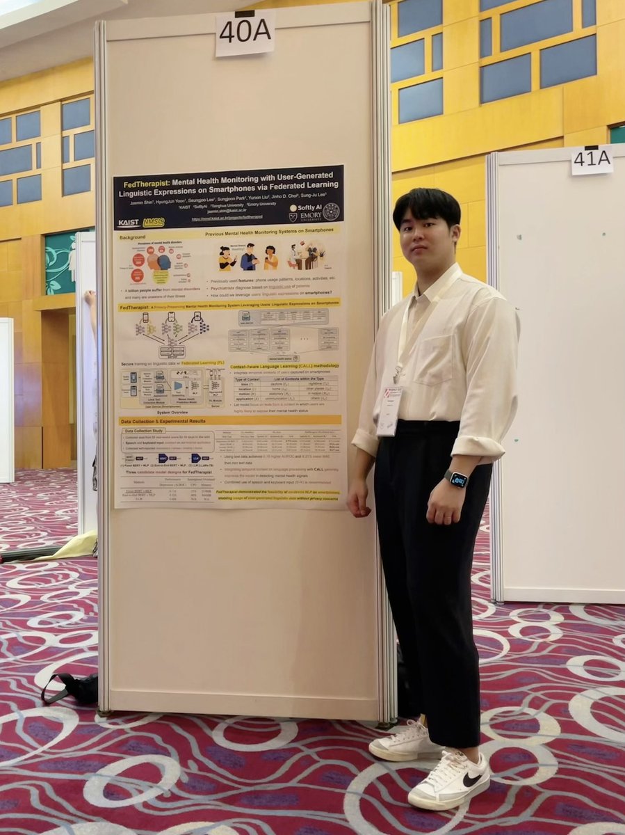 seungjoo99's tweet image. It was amazing to present my work at the conference #EMNLP2023 for the first time!
Thanks everyone for the huge interest on Fedtherapist! Hope to see my new friends at another conferences.