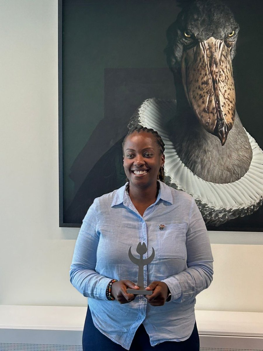 Today Ambassador <a href="/Karin_Boven/">Karin Boven</a>  presented the Embassy Human Rights Tulip to Clare Byarugaba. 
Clare is the embodiment of courage, resilience, and unwavering commitment to the cause of human rights. Congratulations Clare! 🌷
#HumanRights75