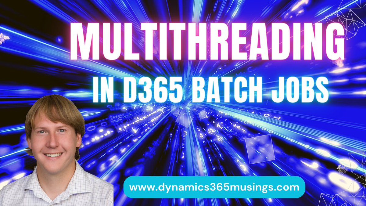 Learn how to create multithreading in D365 batch jobs
#Dynamics365 #Dynamics365Musings #MSDyn365 #MSDyn365Community #DYN365O #D365FO #Microsoft #d365ug #xppgroupies #D365 #SysOperationFramework #Multithreading #BatchJobs #TopPicking #BatchBundling #Threads
dynamics365musings.com/multithreading…
