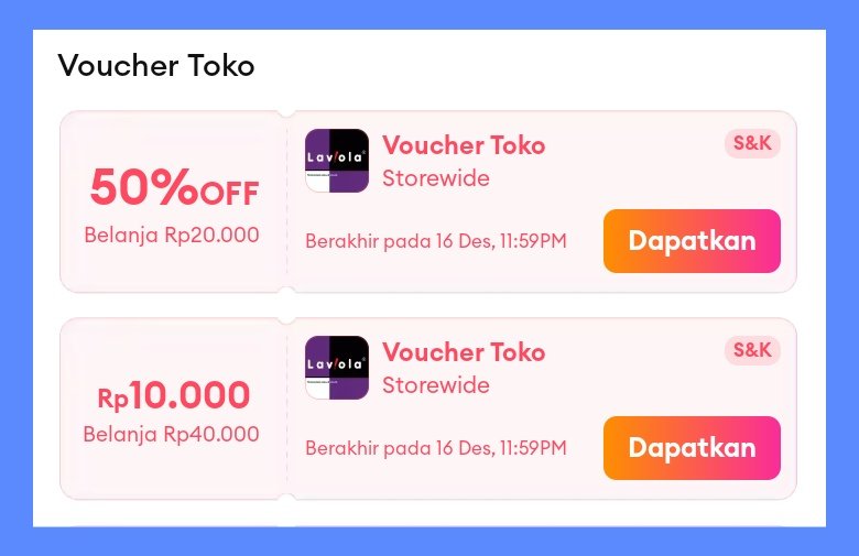 klaim voucher toko Laviola Shoes ‼️
s.lazada.co.id/s.MibEZ?cc

diskon 50% minbel 20k
diskon 10k minbel 40k