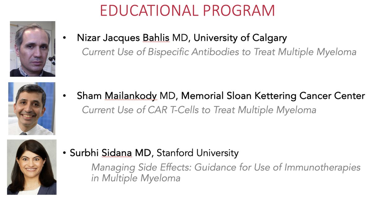 nizar jacques bahlis (@nbahlis) on Twitter photo Come join us this morning at #ASH23 educational session with the Dr Sham Mailankody and <a href="/SurbhiSidanaMD/">Surbhi Sidana, MD</a> to hear on "How Do We Apply T-Cell Redirection Therapy for Multiple Myeloma? CAR T-Cells and Bispecific Antibodies" Grand Hyatt - Seaport Ballroom ABCD 10:30am - 11:45am Come join us this morning at #ASH23 educational session with the Dr Sham Mailankody and <a href="/SurbhiSidanaMD/">Surbhi Sidana, MD</a> to hear on "How Do We Apply T-Cell Redirection Therapy for Multiple Myeloma? CAR T-Cells and Bispecific Antibodies" Grand Hyatt - Seaport Ballroom ABCD 10:30am - 11:45am