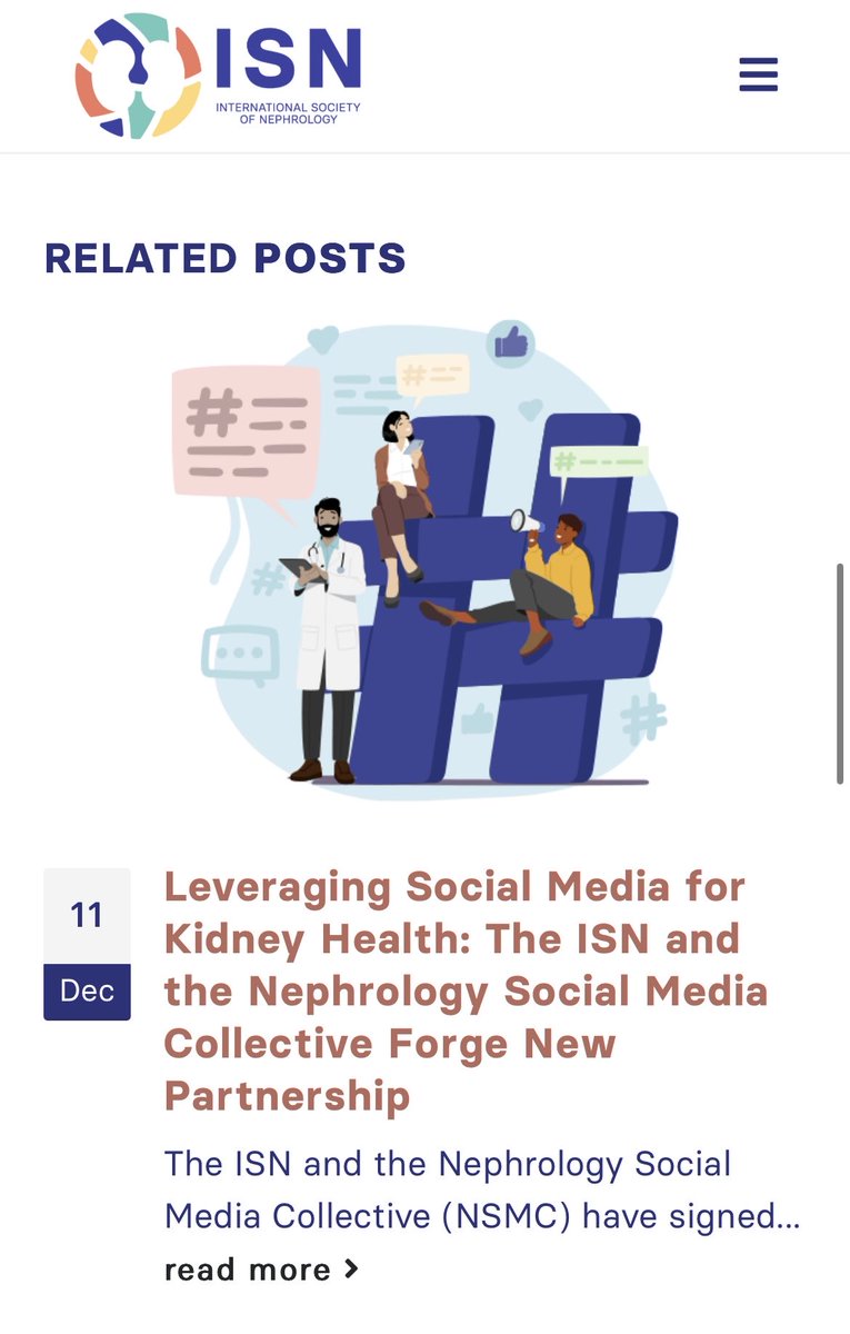 Leveraging Social Media for Kidney Health: The ISN and the Nephrology Social Media Collective Forge New Partnership @NSMCInternship @ISNkidneycare @nephromythri @Nephro_Sparks theisn.org/blog/2023/12/1…