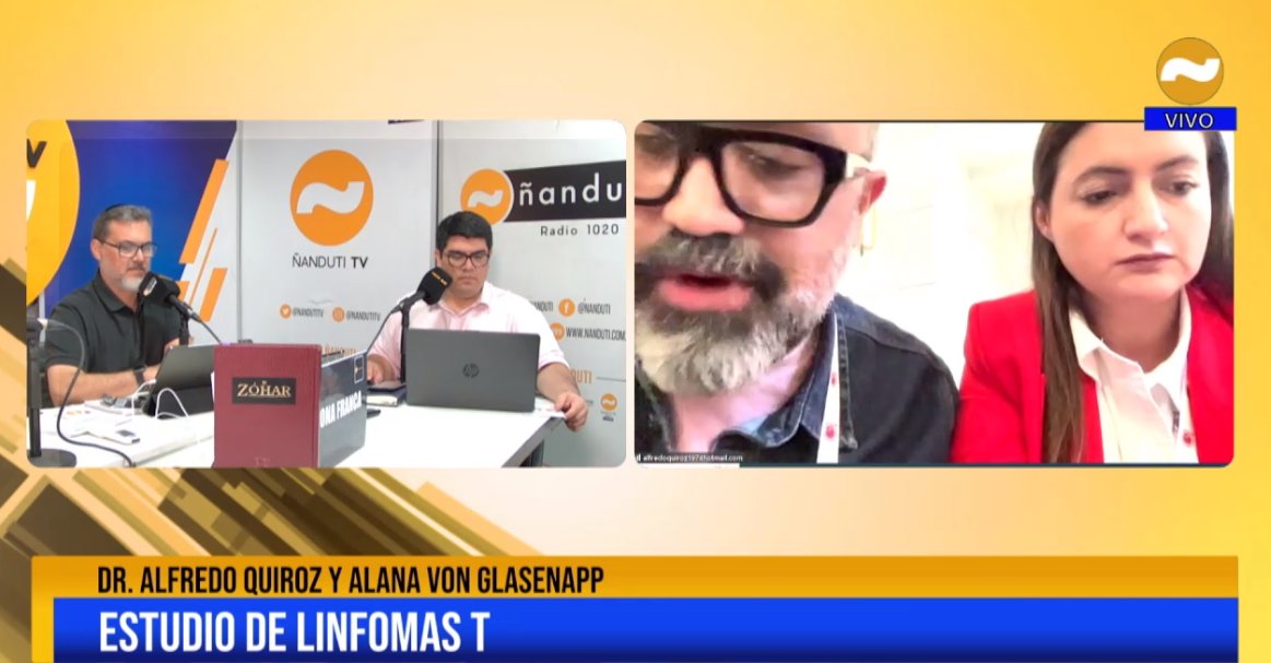 Estudio de Linfomas T 

Charlamos con los hematólogos, doctor <a href="/AlfredpQuiroz/">Alfredo Quiroz</a> y la doctora Alana Von Glasenapp 

#ZonaFranca #1020AM 
<a href="/PaloRubin/">Palo</a> <a href="/VelazquezGVS/">Gustavo Velazquez💙</a> <a href="/oscar_gonza2/">Oscar Gonzalez</a>