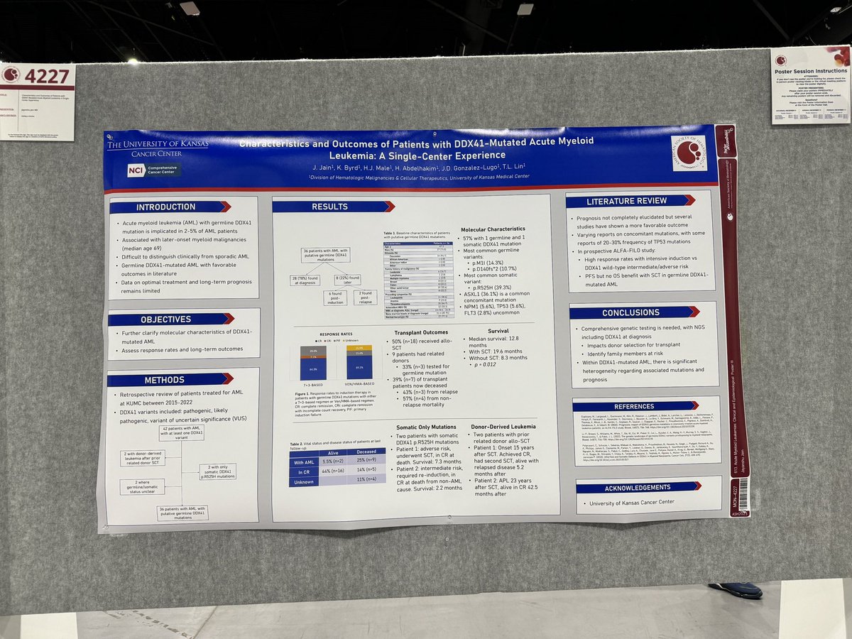 Heather J. Male, MD, MBA (@leukemiamd) on Twitter photo Don’t miss #ASH23 poster #4227 by <a href="/KUHemOncFellow/">KU Heme Onc Fellowship</a> Dr Jayanshu Jain analyzing AML patients with DDX41 mutations <a href="/KUcancercenter/">KU Cancer Center</a>
<a href="/LugoMd/">Jesús G Lugo</a> #leusm Don’t miss #ASH23 poster #4227 by <a href="/KUHemOncFellow/">KU Heme Onc Fellowship</a> Dr Jayanshu Jain analyzing AML patients with DDX41 mutations <a href="/KUcancercenter/">KU Cancer Center</a>
<a href="/LugoMd/">Jesús G Lugo</a> #leusm