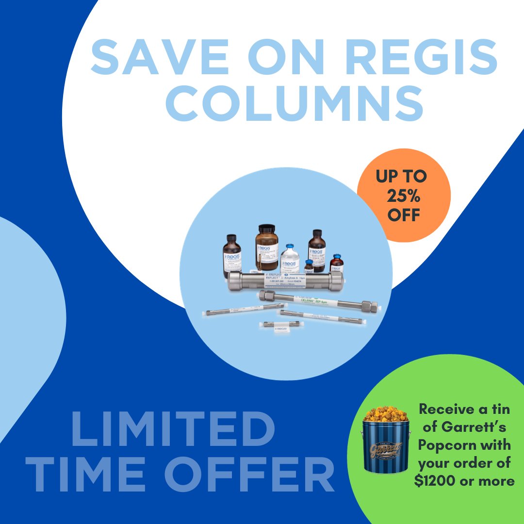 RegisTechInc's tweet image. Up to 25% off Regis #chromatography columns with year-end deals on chiral and achiral HPLC, SFC and RPLC columns today. Hurry offers end on Dec.15! go.registech.com/YE2023