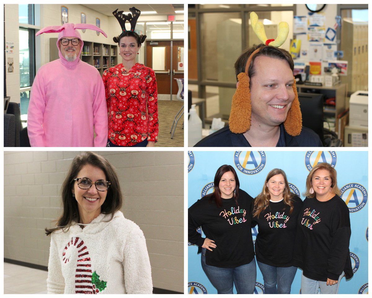 AllianceAI's tweet photo. The 12 Days Before Winter Break, Day 6!  Whoa! We are halfway there!  Whoa! Oh!  #livinonaprayer
Tomorrow is Tree Topper Day, Tuesday is You Can't Catch Me! Dress like a Gingerbread Man! Wednesday is Frosty the Snowman Day (dress like a snowman).  📷
#12daysbeforewinterbreak #fun https://t.co/RLnYKJy1hI