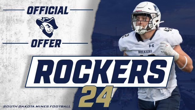 After a great conversation with @CoachStephensOL I’m excited to announce I’ve received an offer from South Dakota School of Mines. @HardrockerFB