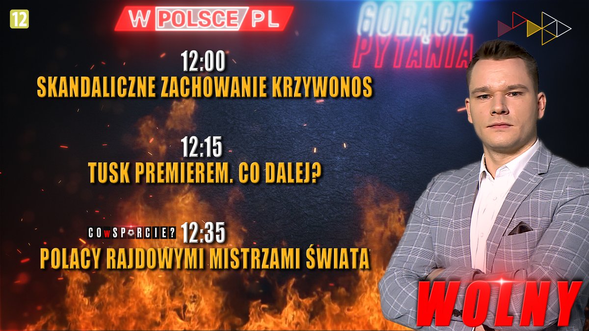 #ZapowiedziWPolscepl
#GorącePytania

Gośćmi <a href="/MaciejFreeWolny/">Maciej Wolny</a> będą:

12:00 i 12:15 <a href="/St_Janecki/">Stanisław Janecki</a>, <a href="/Tygodnik_Sieci/">Tygodnik Sieci</a> 
12:35 #CoWSporcie <a href="/Kajto_pl/">Kajetan Kajetanowicz</a>, <a href="/TeamORLEN/">ORLEN Team</a>