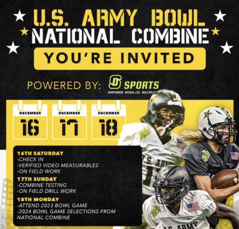 Blessed to be invited to the invite only US Army Bowl National Combine! @Coach_Sokol <a href="/WWHS_Football/">Windermere Football</a> <a href="/CoachSmith100/">Coach Smith</a> <a href="/jcam1948/">Jeremy Campbell</a>