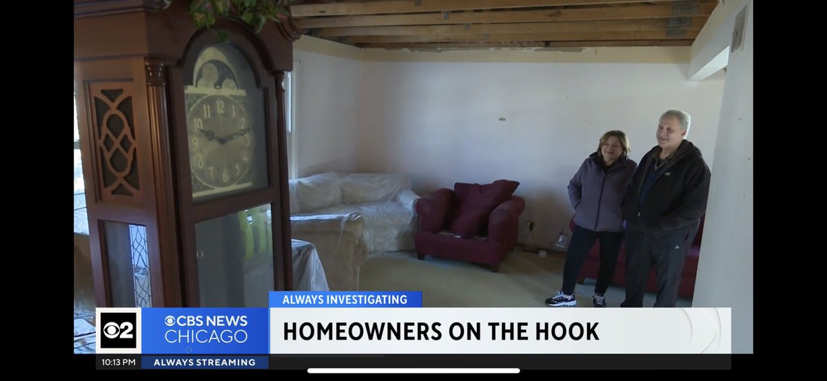 DATE NIGHT GONE WRONG.

A #BloomingdaleIL couple comes home from dinner to find their living room covered in drywall and insulation. Their ceiling collapsed! What's even more shocking to them: #insurance won't cover it.