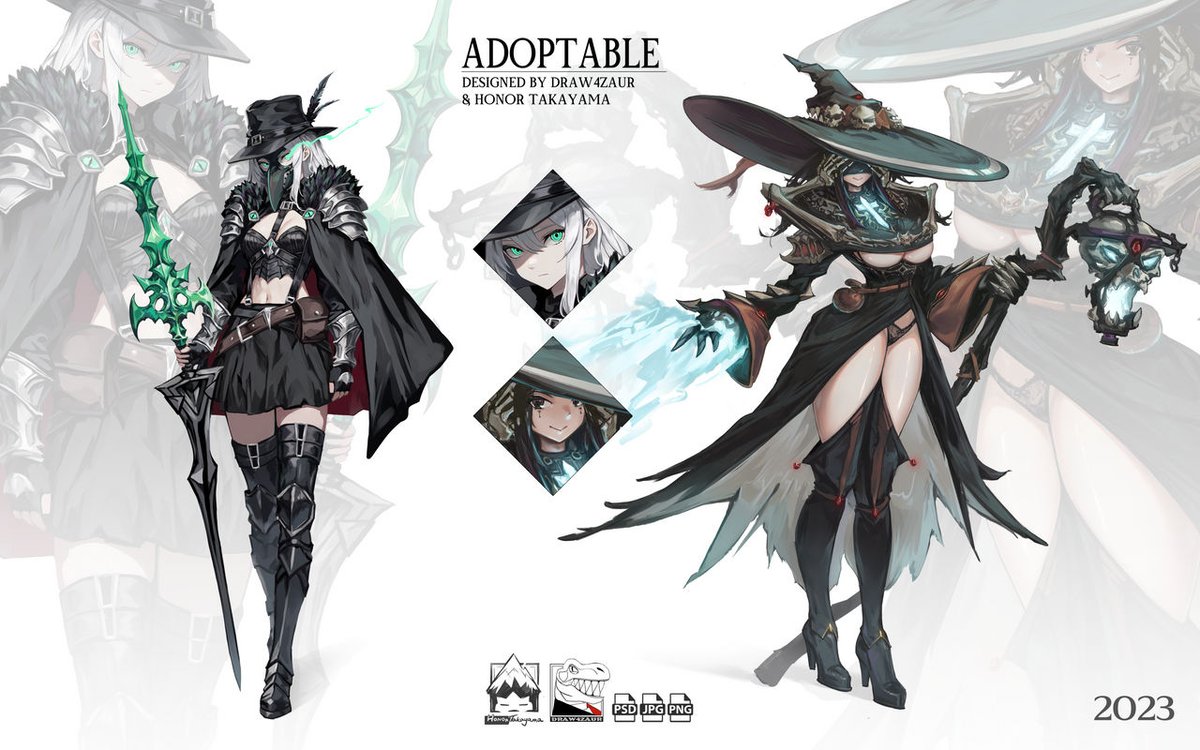 [OPEN 2/2] ADOPTABLE #4 Information: deviantart.com/honortakayama/… #adoptme #adoptables #witch #DarkFantasy #CharacterDesign #dndart