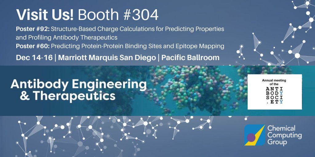 We're looking forward to attending the 2023 #AntibodyEng & Therapeutics conference this week (Dec 14) in #SanDiego 😀👉 Check our posters & come visit us at booth #304 👈 More info at bit.ly/3uUNavc #Biologics #AntibodyModeling #ProteinEngineering #AntibodyTherapeutics