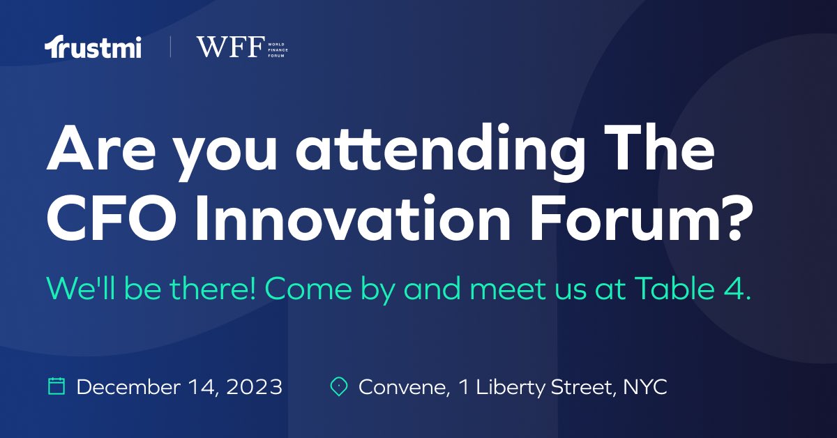 Coming up on Thursday! We’ll be at the CFO Innovation Forum in NYC. Come by Table 4 and say hi to the team! #businesspayments #b2bpayments ⁦<a href="/shai_gabay/">shai gabay</a>⁩