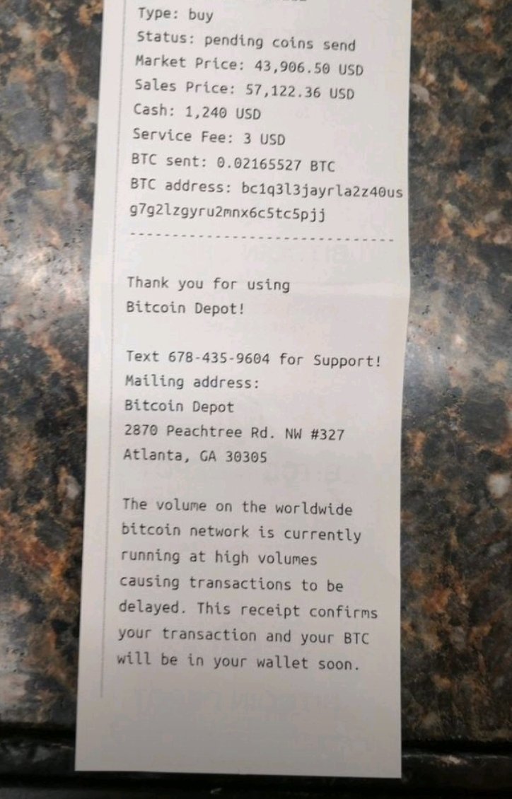 Bitcoin Depot User Warning! Contacted last night by individual saying their  #BTC wallets had not been credited after depositing funds in a  @Bitcoin_Depot ATM a week prior. Bitcoin Depot issued the excuse