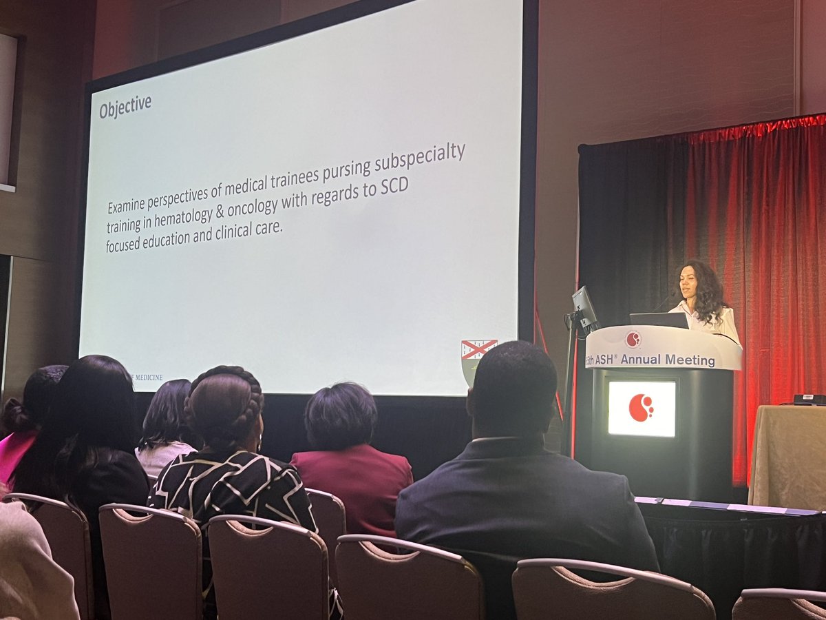 EXCELLENT presentation by @LaylaDoren1 in evaluating trainees’ perspective on SCD specific education. Trainees should feel supported when caring for SCD patients by incorporating mandated SCD education into fellowship training. #ASH23 #SickleCell @YaleCancer