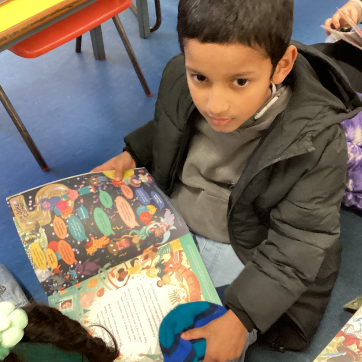 Year 2 enjoyed having a look at their new Story Corner magazine today. As usual, we loved the jokes! Thank you very much @BookmarkCharity, so generous!