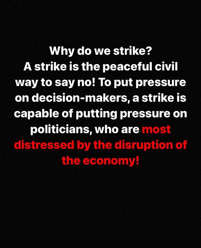 From Bisan’s Instagram, asking us to strike for another day if we can! 💗