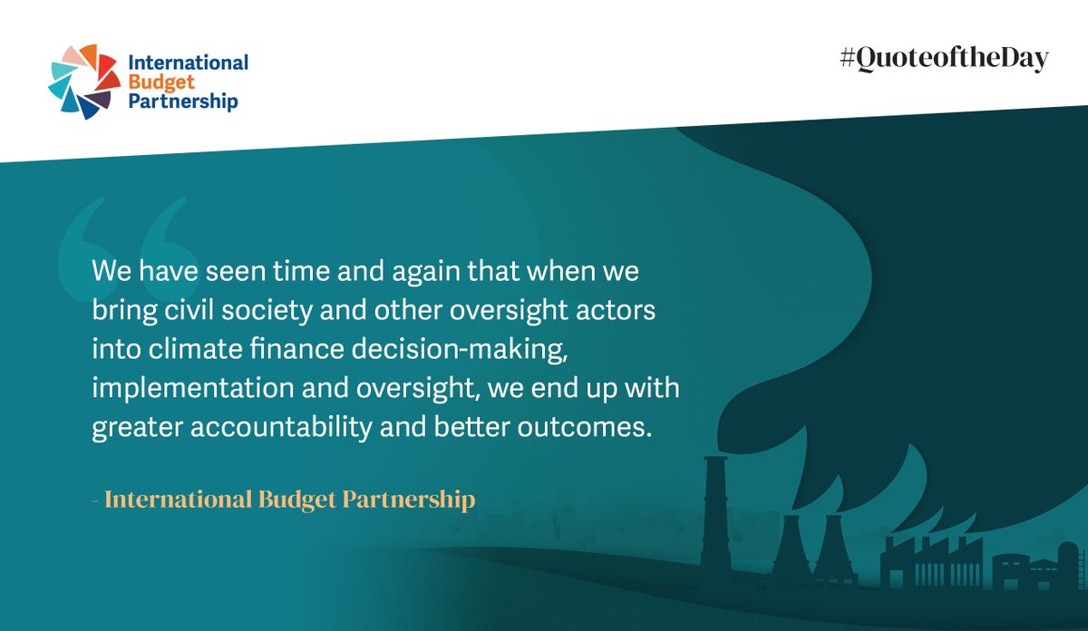 #QuoteoftheDay!
We have seen time and again that when we bring civil society and other oversight actors into climate finance decision-making, implementation and oversight, we end up with greater accountability & better outcomes. #COP28UAE #ClimateAccountability #BetterOutcomes🌍